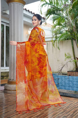 Aarunika SBT Solid/Plain Bollywood Organza Saree(Mustard)