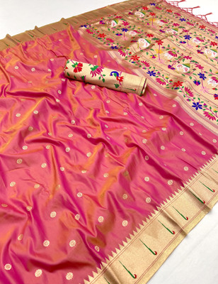 KALKEE FASHION Embroidered Banarasi Jacquard, Pure Silk Saree(Pink)