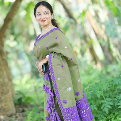 VARCREATION Woven Mekhela Chador Pure Cotton Saree(Multicolor)