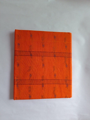 SHREE GANESH COLLECTION Checkered, Self Design, Solid/Plain Tant Cotton Silk Saree(Red, Orange)