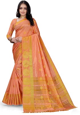 Adiyogi Enterprise Embellished Kanjivaram Silk Blend Saree(Pink)