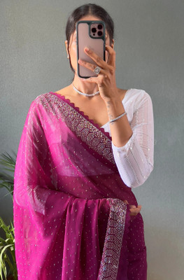 Cipto Embroidered Bollywood Georgette Saree(Purple)