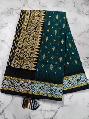 NISA silk creation Woven Sambalpuri Pure Cotton Saree(Dark Green)