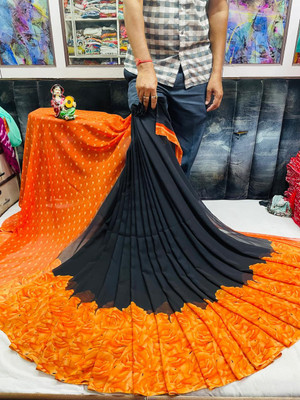 Sita Printed Bollywood Georgette Saree(Orange)