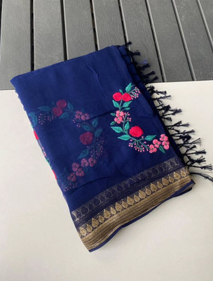 Banaras silk palace Woven Banarasi Chiffon Saree(Dark Blue)