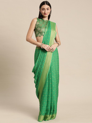 Divastri Polka Print Bollywood Chiffon Saree(Light Blue)