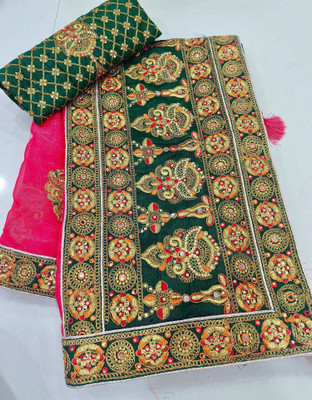 Anjani Textile Embroidered Bollywood Silk Blend Saree(Pink)