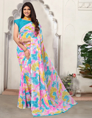 Samah Printed Daily Wear Chiffon, Georgette Saree(Multicolor)