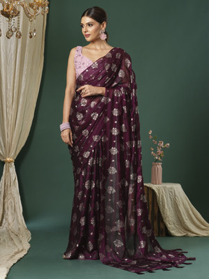 Sareemall Printed Bollywood Chiffon Saree(Magenta)