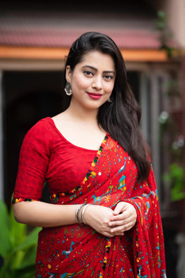 Dhanlaxmi CreationLLP Printed Daily Wear Georgette Saree(Red)