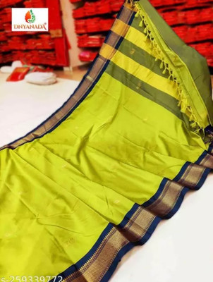 Paithani Woven Kanjivaram Pure Silk Saree(Dark Green)