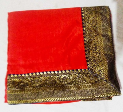 AARTI SAREES Solid/Plain Assam Silk Cotton Silk Saree(Red)