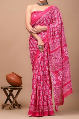 anmol fab Printed Daily Wear Cotton Blend Saree(Multicolor)