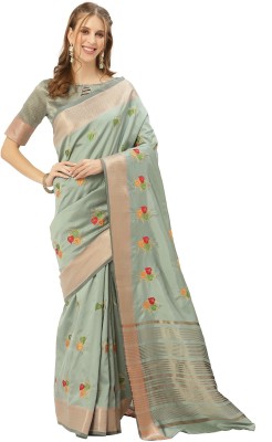 SERONA FABRICS Self Design, Printed, Embroidered, Woven Bollywood Jacquard, Cotton Silk Saree(Light Blue)