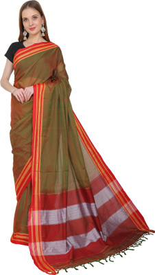 Spewim Self Design Daily Wear Cotton Blend Saree(Light Green)