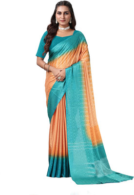 nirmal creation Digital Print Handloom Cotton Silk Saree(Orange)