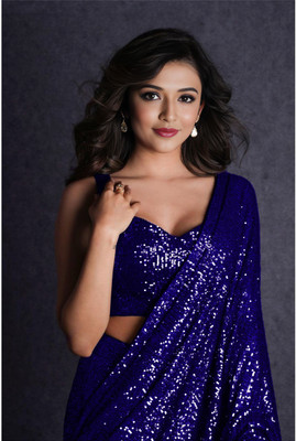 Anjani Textile Embellished Bollywood Georgette Saree(Blue)
