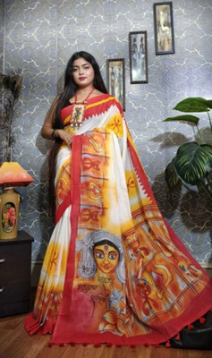 Bhadra Printed Handloom Pure Cotton Saree(Multicolor)