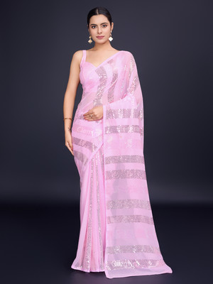 Divastri Self Design Bollywood Georgette Saree(Pink)