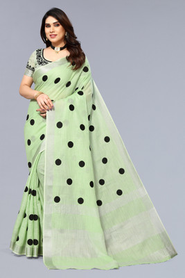 FABOATH Self Design Bollywood Cotton Linen Saree(Light Green)