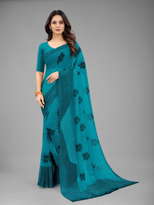 VR Fashions Printed Bollywood Chiffon Saree(Green)
