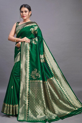SHREE SANT SAREES Self Design Banarasi Art Silk Saree(Green)
