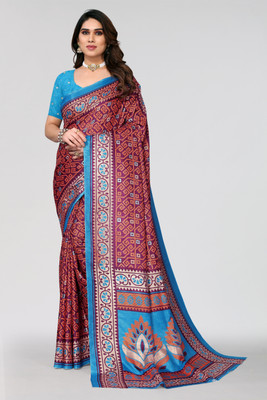 Winza Designer Printed Daily Wear Cotton Silk Saree(Magenta)
