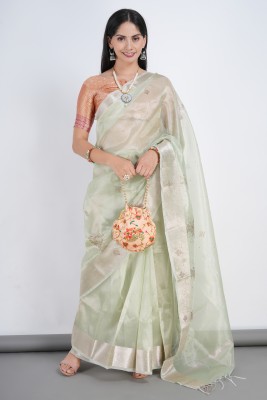 Yash silk international Printed Bollywood Tissue Saree(Green)