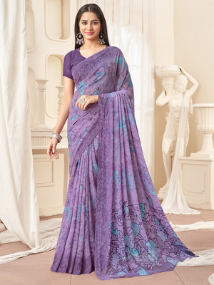 Divastri Printed Bollywood Georgette Saree(Purple)