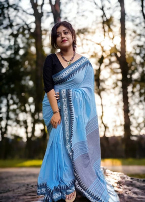 SSK Self Design Bollywood Handloom Cotton Blend Saree(White)