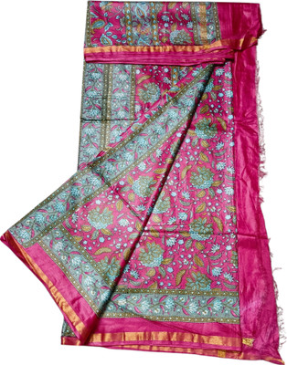 Manikant Handloom Digital Print Bhagalpuri Cotton Silk Saree(Multicolor)