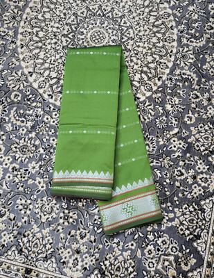 Ss sarees Woven, Temple Border Kanjivaram Silk Blend Saree(Green, Maroon)