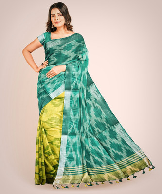 Manikant Handloom Printed Bhagalpuri Cotton Blend Saree(Multicolor)
