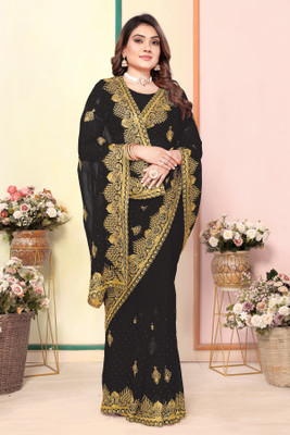 KHRITI FAB Georgette Embroidered Blouse Material
