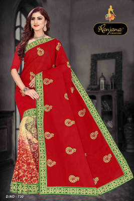 RANJANA CREATION Self Design Bollywood Net Saree(Red)