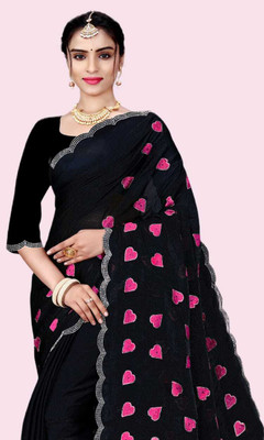 laxous enterprise Embellished Bollywood Georgette Saree(Pack of 2, Black)
