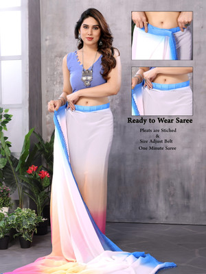yourwish Printed Bollywood Georgette Saree(Multicolor)