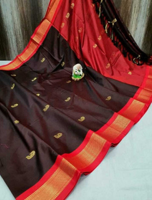 Paithani Woven Paithani Pure Silk Saree(Brown)