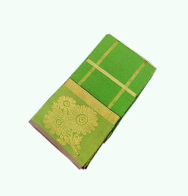 Uniqon Creations Woven Kota Doria Cotton Silk Saree(Light Green)