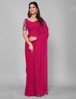 Vrati Creation Embellished Bollywood Georgette Saree(Pink)