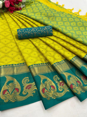 Dhanlaxmi Creation Self Design Banarasi Jacquard Saree(Green)