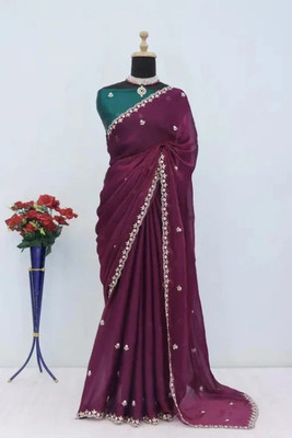 Tradivibe Dyed Bollywood Art Silk Saree(Magenta)