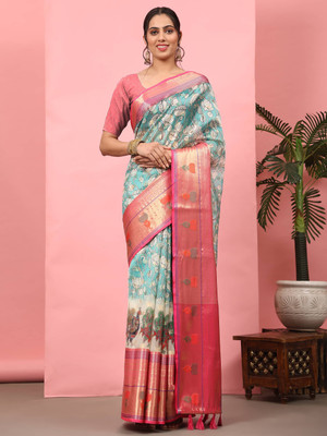 Divastri Digital Print Banarasi Art Silk Saree(Light Blue)