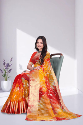 Aarunika SST Solid/Plain Bollywood Organza Saree(Red)