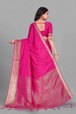 Aarunika BS Solid/Plain Bollywood Pure Silk Saree(Multicolor)