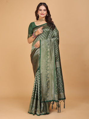Tejal Creation Self Design Kanjivaram Pure Silk Saree(Beige)
