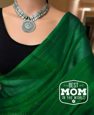 JASHALFAB Self Design, Solid/Plain, Applique, Striped Daily Wear Chiffon Saree(Green)