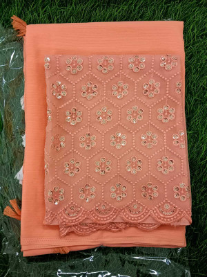 shivdhara Printed Pochampally Georgette Saree(Orange)