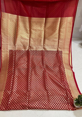 Alshifafabric Woven, Self Design Banarasi Cotton Silk Saree(Red)