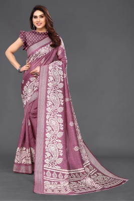 sareya veela Printed Bollywood Cotton Blend Saree(Purple)